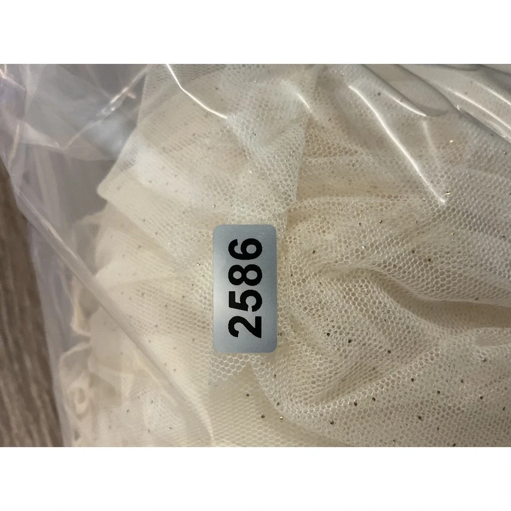 Pudding Girls Tutu Dress Lace Pearl Embellished Cream Tiered Tulle Size 5